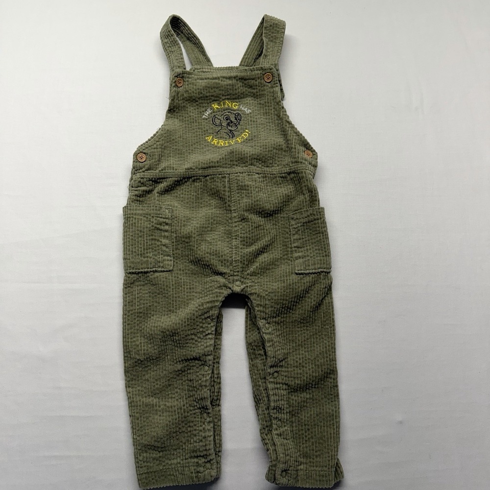 Disney Baby Lion King 2pc Outfit 24M Green Corduroy Overalls Simba Shirt Set - Picture 9 of 10
